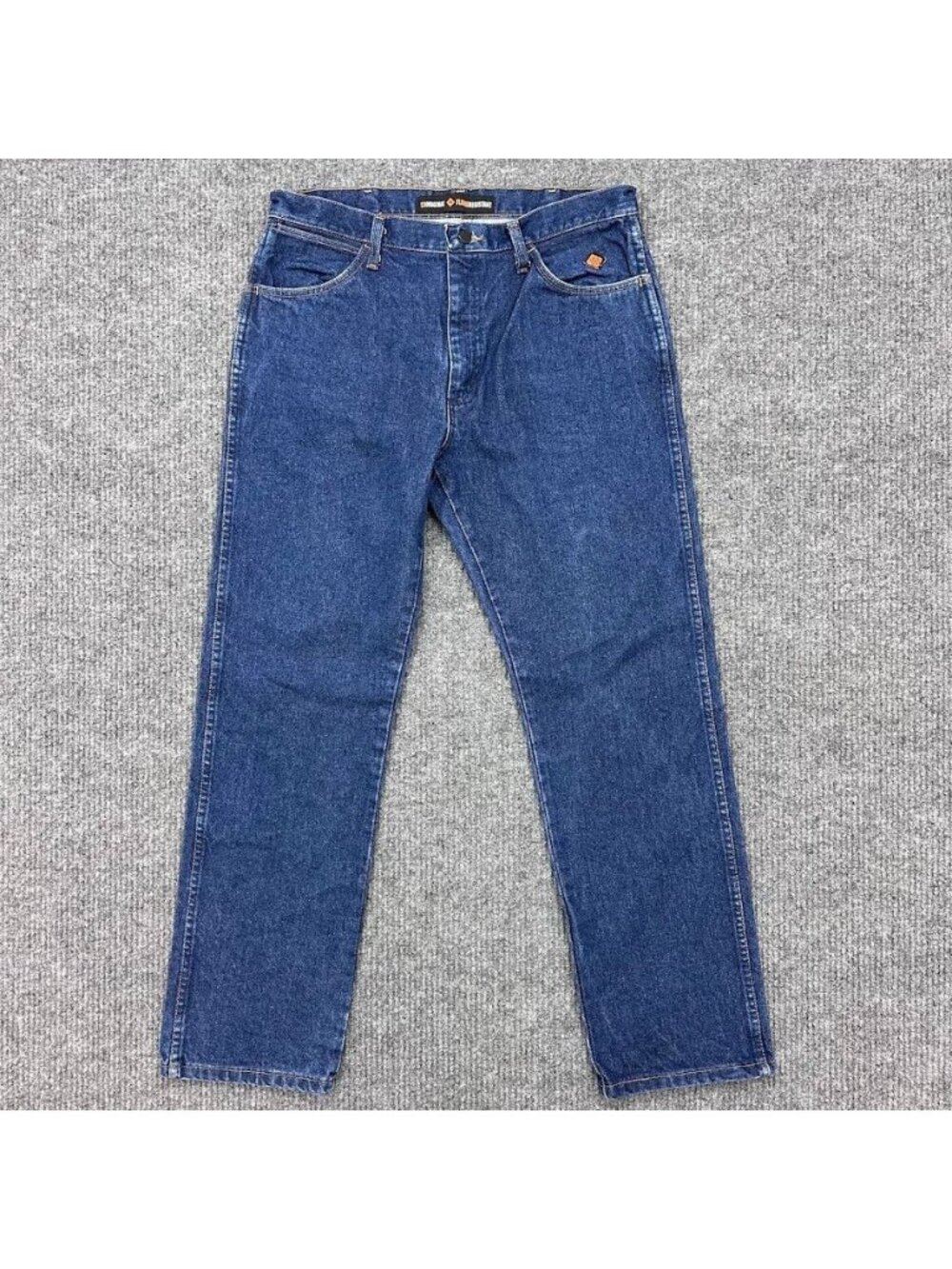 Wrangler FR Flame Resistant Denim Workwear Blue Jeans Straight Leg Mens sz 34x32